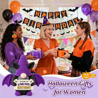 Halloween Birthday Gifts for Women Boo Basket Stuffer Crochet Bat