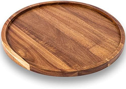 11.5 Inches Candle Holder Tray Home Decor, Round Wood Tray for Coffee