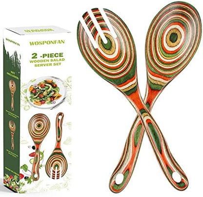 Salad Tongs, Pakkawood Wooden Spoons,Mixing Dinner Fork and Spoon