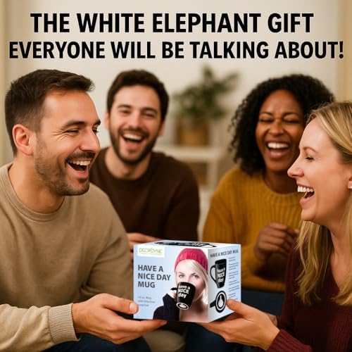 Decodyne Funny Coffee Mug, Gag White Elephant Gifts for Adults and