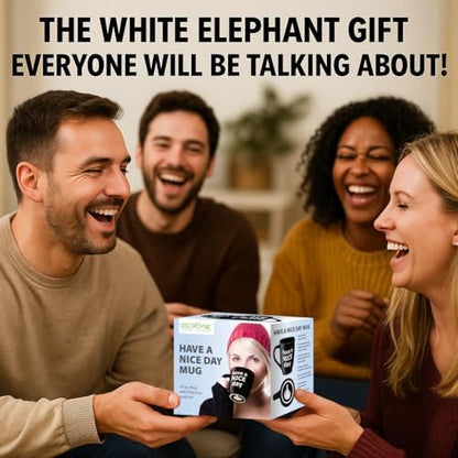Decodyne Funny Coffee Mug, Gag White Elephant Gifts for Adults and