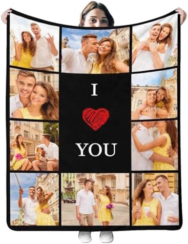 Custom Blanket with Photos Collage for Couple Gifts Personalized