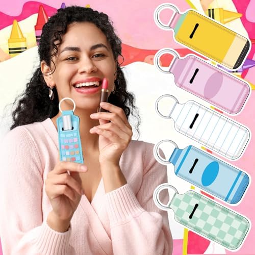 40 Pcs Teacher Lipstick Holder Keychain, Pastel