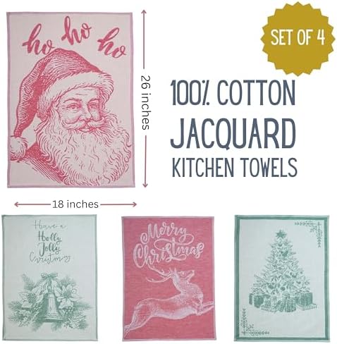 sea me at home Christmas Tea Towel Set of 4-100% Cotton Jacquard