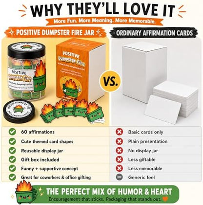 Emotional Supports Dumpster Fire Jar, 60 Positive Affirmation Cards