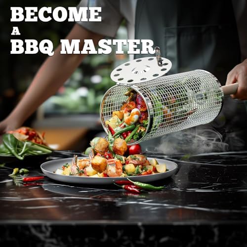 Rolling Grill Basket, Grilling Accessories, Outdoor Camping, Gifts for