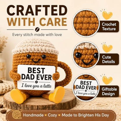 Fathers Day Gift for Dad from Daughter Son, Dad Gifts Crochet Coffee