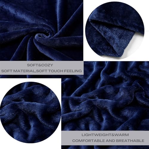 Fleece Plush Throw Blanket Navy Blue 50"x60"for Couch Fuzzy Cozy