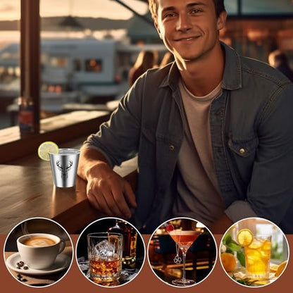 Deer Head Shot Glasses Bulk Set of 4 with Gift Box for Men Women