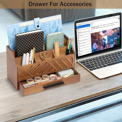 Desk Organizer with Drawer, Countertop Bill Mail Organizer and File