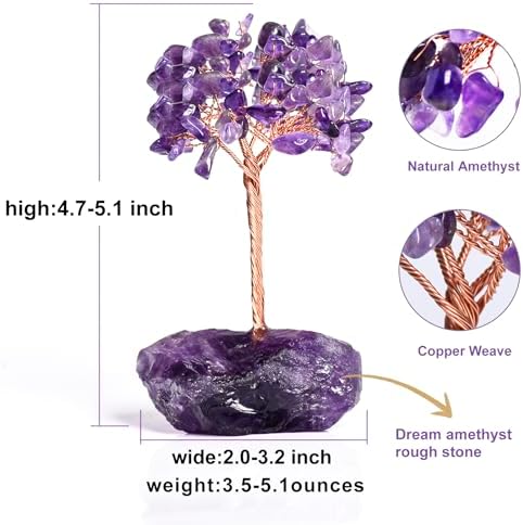 Amethyst Crystal Tree of Life,Purple Room Office Desk Decorations