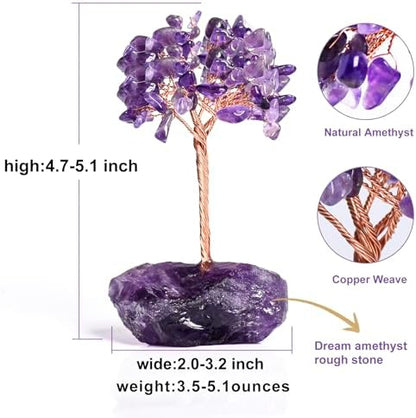 Amethyst Crystal Tree of Life,Purple Room Office Desk Decorations