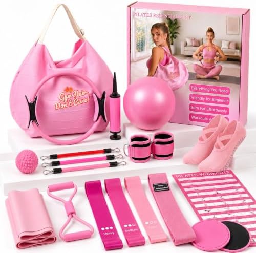 Pilates Kit for Home Workouts - 21 PCS Pilates Equipment Set for Women