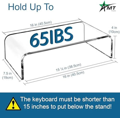 AMT Premium Acrylic Clear Monitor Stand Laptop/PC/Multimedia Monitor