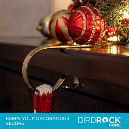 BIRDROCK HOME Christmas Stocking Mantel Hooks - Metal Fireplace Hanger