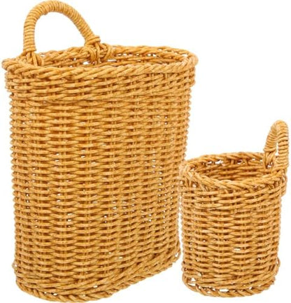 2pcs Wall Hanging Storage Basket with Handle, PP Woven Holder
