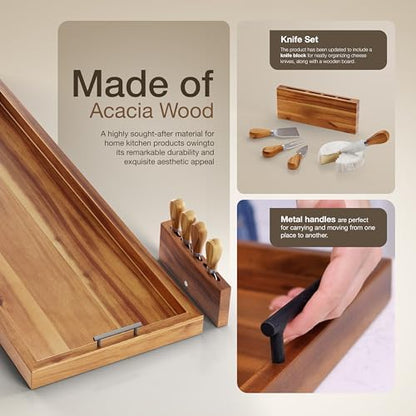 TIDITA 36" Acacia Large Charcuterie Boards for Party with Metal