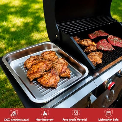 Geesta Grilling Prep and Serve Tays, Stainless Steel Large Capacity