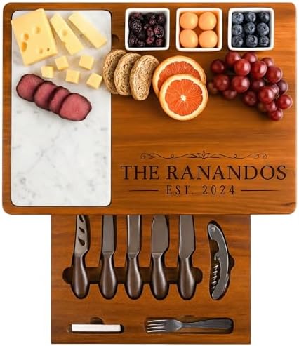 Personalized Charcuterie Board Set with Stainless Steel Knives