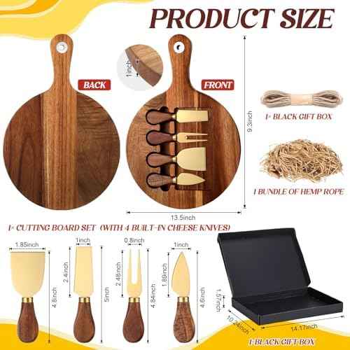 Didaey 3-in-1 Acacia Wood Cheese Board Gift Set