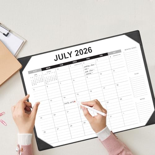 Desk Calendar 2026-2027 with Desk Mat – 22" x 17" Large Desk Pad