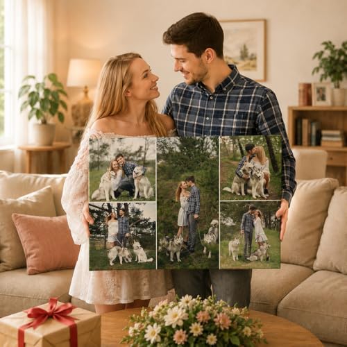 Custom 5 Photo Collage Canvas Prints Personalized Pictures Wall Art