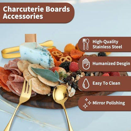 Gold Charcuterie Boards Accessories(26 PCS), Gift Box Packaging, With