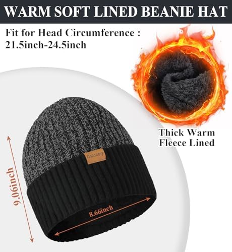 floconssy Men's Winter Hat Scarf Gloves Set of 3, Knit Thermal Combo