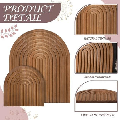 Chunful 2pcs Arch Cutting Board Boho Shelf Decor, Brown, Pine