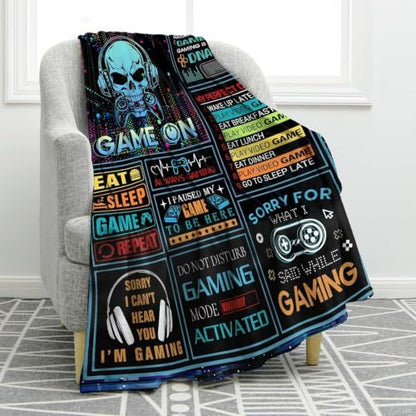 Jekeno Gaming Gifts for Teen Boys, Video Game Throw Blanket 80"x60"