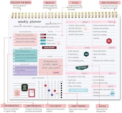 Thboxes Weekly Desk Planner, 8.5x11 In To Do List Notepad, 52 Sheets