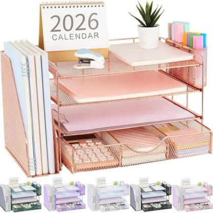 gianotter Desk Organizers and Accessories with File Holder, 4-Tier