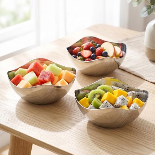 4 Pcs Silver Candy Bowls Stainless Steel, 6.3 Inch Mirror Polished