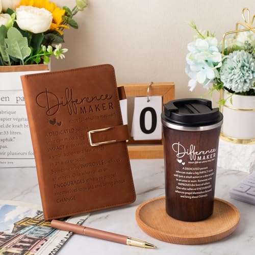 Pickmesh 3 Pcs Difference Maker Gift Journal Tumbler Set 17 oz A5