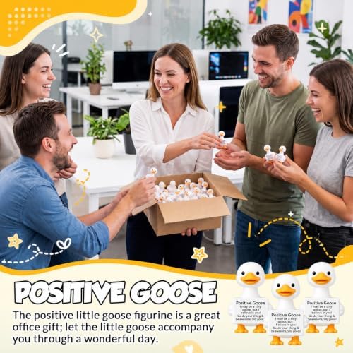 Gejoy 25 Pcs Mini Rubber Goose Toys Positive Mini Silly Gooses Figures