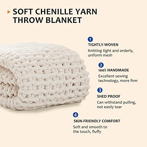 L'AGRATY Chunky Knit Throw Blanket for Couch, 50'' x 60'' Knit Throw