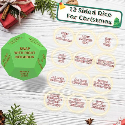 Santa Swap Gift Exchange Dice, Christmas Stocking Stuffers for Men