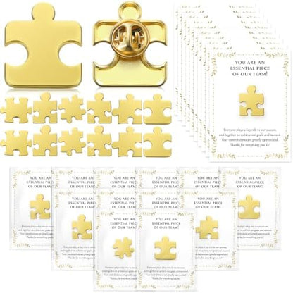 72 Sets Employee Appreciation Gift, Puzzle Piece Pins with Card Bag