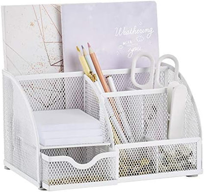 Annova Mesh Desk Organizer Office with 7 Compartments + Drawer/Desk