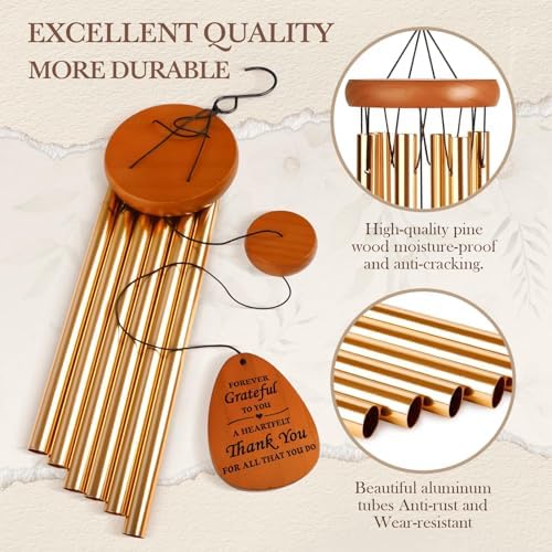 Leebbsin Thank You Gifts for Women Men, 25.5" Appreciation Wind Chimes