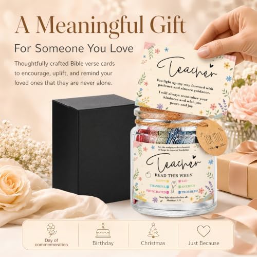 BEASTZHENG Teacher Gift Bible Verse Jar Christian Teacher Appreciation