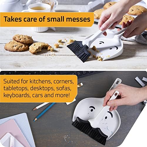 Peleg Design Dustache Small Dustpan and Brush Set, Mini Broom and