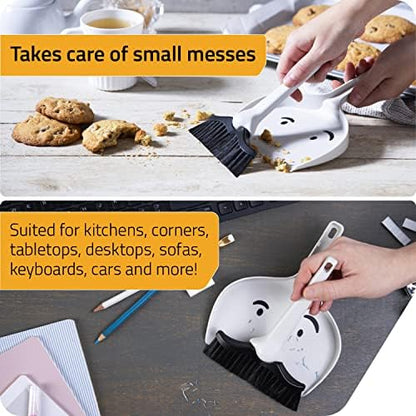 Peleg Design Dustache Small Dustpan and Brush Set, Mini Broom and