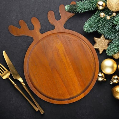 Kigley 4 Pack Christmas Charcuterie Boards, 8.8 Inch Wooden Reindeer