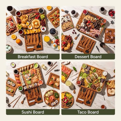 SMIRLY Charcuterie Boards Set, Large Cheese Board Set, Carbonized