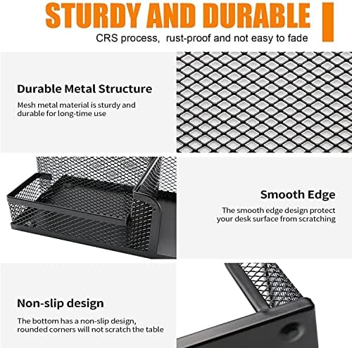 Pen Holder for Desk, Desk Organizers Set-3 Compartments Mesh Pencil