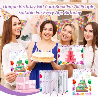 Happy Birthday Gift Card Book, Cash Money Gifts Cards Booklet -White