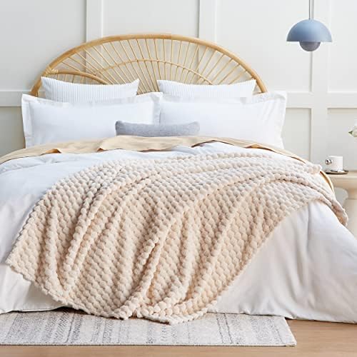 EXQ Home Turtle Shell Throw Blanket Beige for Couch Gentle Soft Fleece