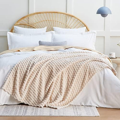 EXQ Home Turtle Shell Throw Blanket Beige for Couch Gentle Soft Fleece
