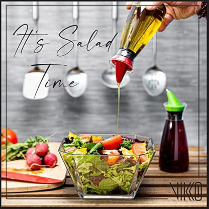 Vikko Glass Salad Bowls, Thick Glass Square Bowls for Snacks, Serving